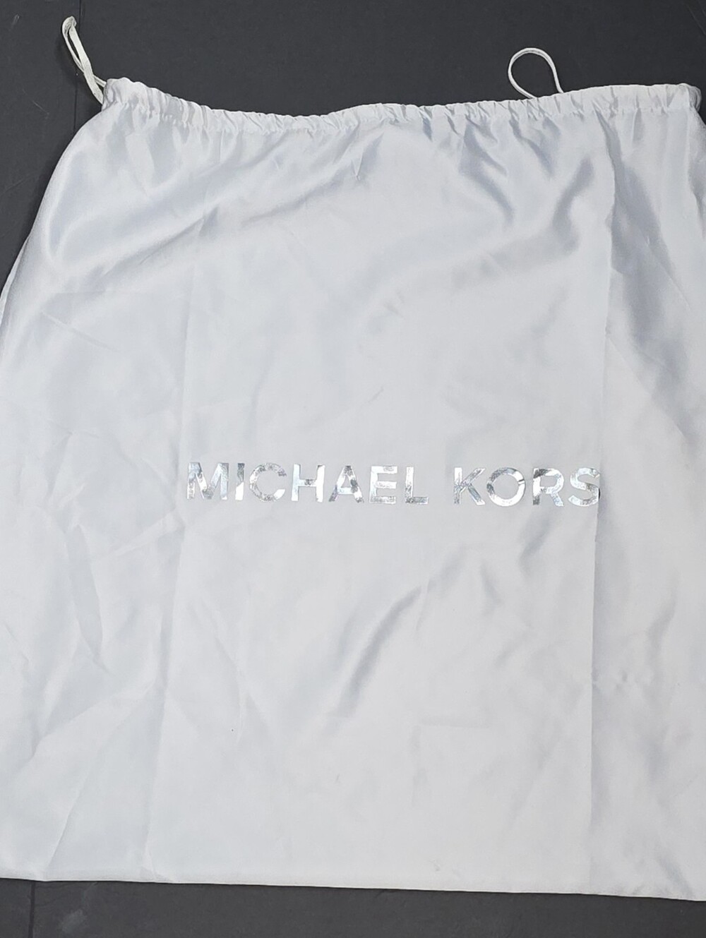 Michael Kors Drawstring Dust Bag for Small Handbag, White/Silver Logo 22'' x 21"